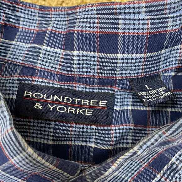 Roundtree & Yorke Mens Long Sleeve Button-Down Plaid Shirts 3 Pack L - Picture 6 of 11